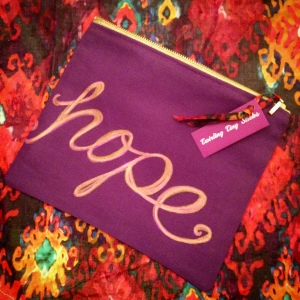 Hand painted purple clutch